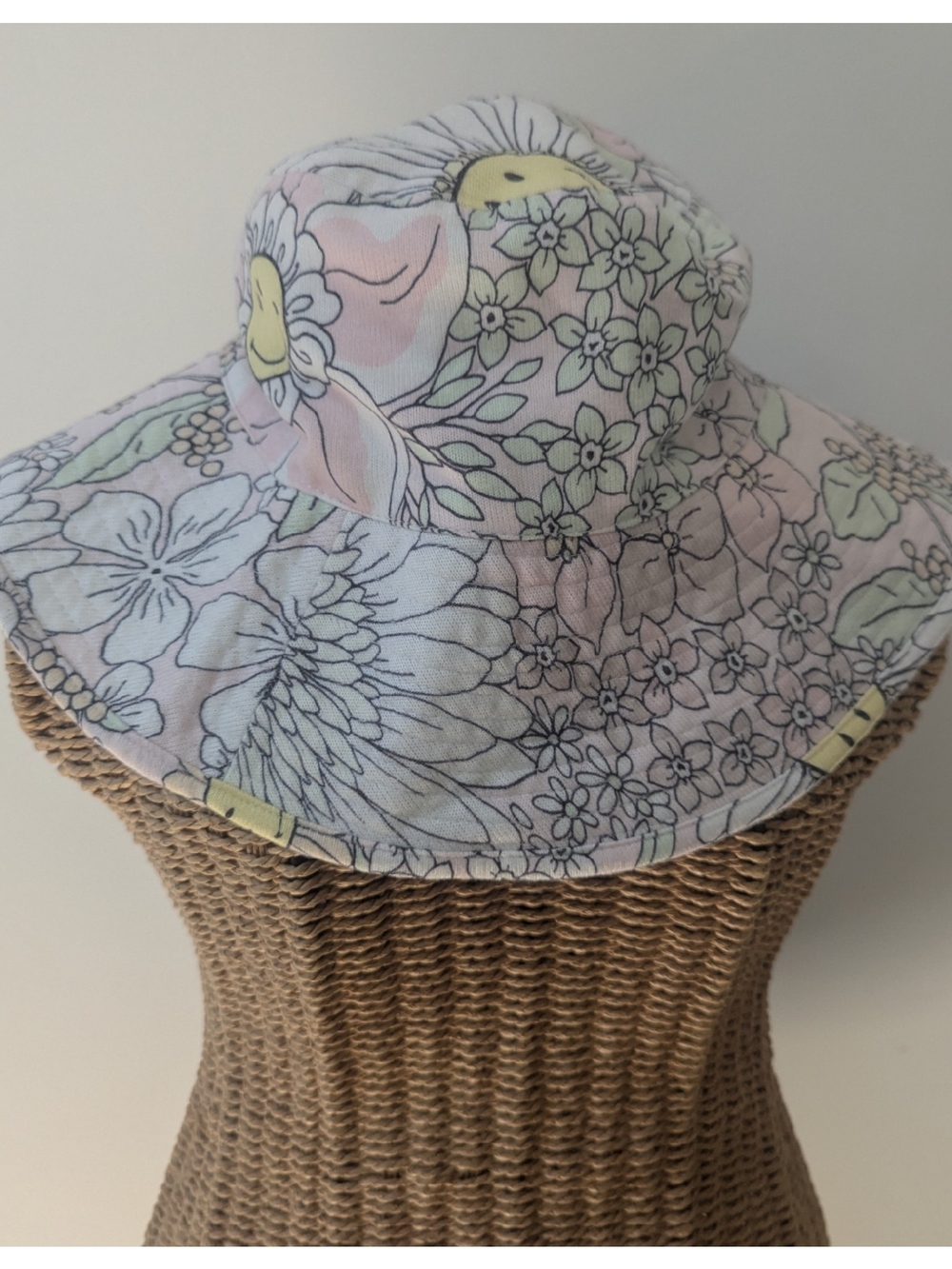 PJ Salvage Kids Pale Pink Smiley Flower Bucket Hat